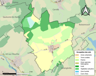 Carte des infrastructures et de l'occupation des sols de la commune en 2018 (CLC).