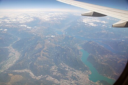 Monte Camoghè and Monte Bar, aerial photo of Bellinzona, Lago di Lugano