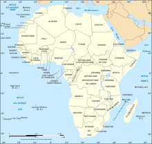 carte représentant les frontières politiques des États contemporains d'Afrique