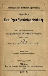 Allgemeines Deutsches Handelsgesetzbuch (ADHGB) pro Nassau