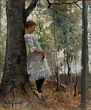 دختری در برگ‌های درختان جنگل ۱۸۸۰