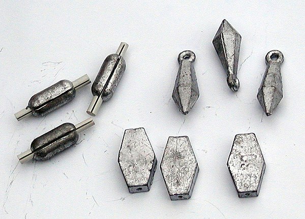 Three types of small lead sinkers