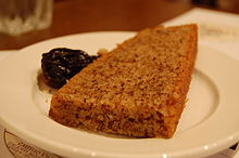 A slice of chestnut cake, prepared using chestnuts