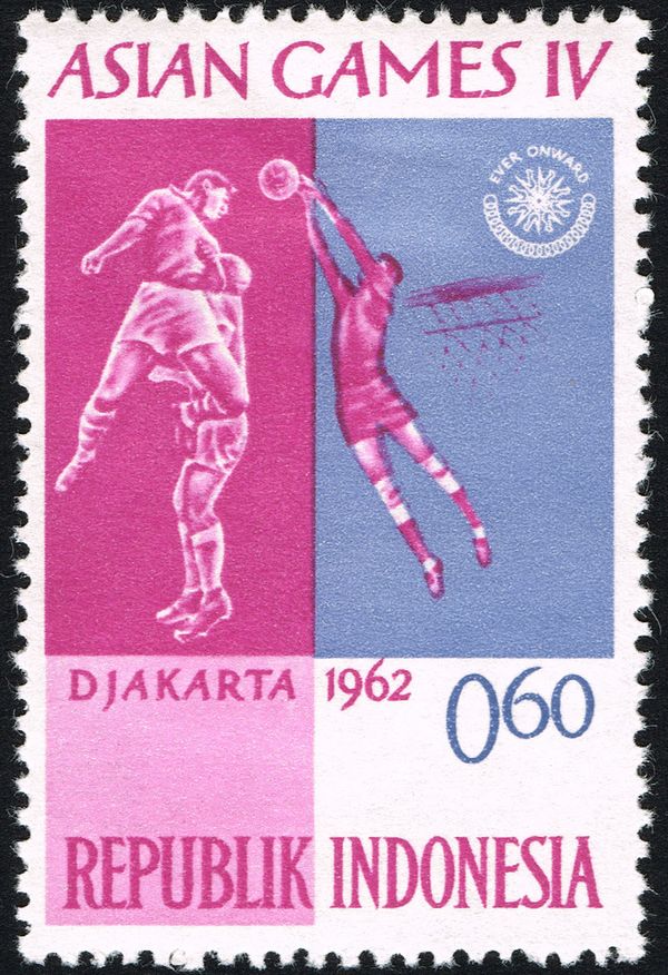 Football at the 1962 Asian Games on a stamp of Indonesia