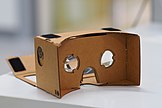 A Google Cardboard--a VR headset that is implemented in the MABMAT rover Assembled Google Cardboard VR mount.jpg