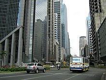 Ayala Avenue in the business district of Makati, East Manila, is named after the Ayala family that owns a conglomerate to which Manila Water belongs. Ayala avenue street scene.jpg