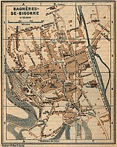 Plan of Bagnères in the 19th century.