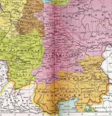 in Ocker: Herzogtum Kärnten mit seinen Marken um das Jahr 1000