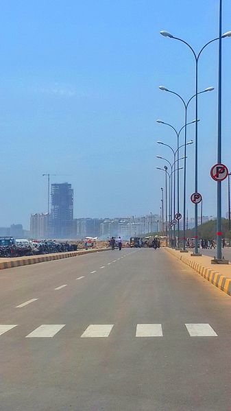 File:Bakht Tower from Karachi beach Road.jpeg