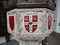 15th-century font inside the Church of Saint Mary the Less, Cambridge. [47]