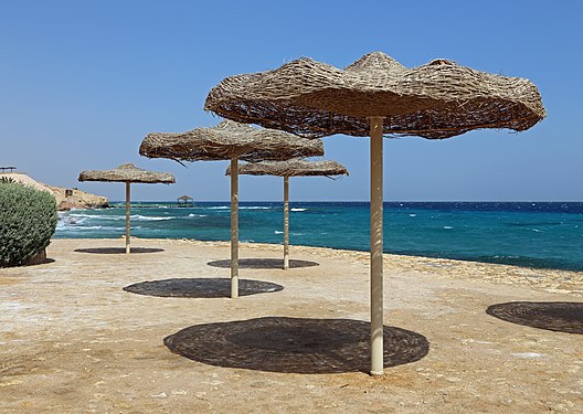 Egyptian Red Sea coast: beach umbrellas