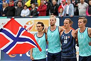 Deutsch: Beachhandball Europameisterschaften 2019 (Beach handball Euro); Tag 6: 7. Juli 2019 – Männerfinale, Dänemark-Norwegen 2:0 (25:18, 19:16) English: Beach handball Euro; Day 6: 7 July 2019 – Men's Final – Denmark-Norway 2:0 (25:18, 19:16)