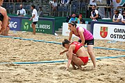 Deutsch: Beachhandball Europameisterschaften 2019 (Beach handball Euro); Tag 5: 6. Juli 2019 – Frauen, Halbfinale, Kroatien-Dänemark 1:2 (12:19, 17:10, 4:7) English: Beach handball Euro; Day 5: 6 July 2019 – Semifinal Men – Croatia-Denmark 1:2 (12:19, 17:10, 4:7)