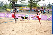 Deutsch: Beachhandball bei den Olympischen Jugendspielen 2018; Tag 6, 11. Oktober 2018; Jungen, Platzierungssspiel Ränge 11-12 – Paraguay-Mauritius 2:0 English: Beach handball at the 2018 Summer Youth Olympics at 11 October 2018 – Boys Placement Match 11-12 – Paraguay-Mauritius 2:0