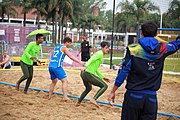 Deutsch: Beachhandball bei den Olympischen Jugendspielen 2018; Tag 6, 12. Oktober 2018; Jungen, Platzierungssspiel Ränge 7-8 – Venezuela-Italien 2:0 English: Beach handball at the 2018 Summer Youth Olympics at 12 October 2018 – Boy's Placement Match 7-8 – Venezuela-Italy 2:0