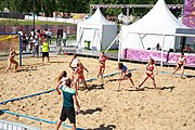 Deutsch: Beachhandball bei den Olympischen Jugendspielen 2018; Tag 3, 9. Oktober 2018; Mädchen, Vorrunde, Gruppe A - Kroatien-Ungarn 0:2 English: Beach handball at the 2018 Summer Youth Olympics at 9 October 2018 – Girls Preliminary Round Group A‎ – Croatia-Hungary 0:2