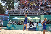 Deutsch: Beachvolleyball bei den Olympischen Jugendspielen 2018; Tag 11, 17. Oktober 2018; Jungen,Finale – Niederlande (Matthew Immers/Yorick de Groot)-Schweden (David Åhman/Jonatan Hellvig) 0:2 (20–22/15–21) English: Beach volleyball at the 2018 Summer Youth Olympics at 17 October 2018 – Final – Netherlands (Matthew Immers/Yorick de Groot)-Sweden (David Åhman/Jonatan Hellvig) 0:2 (20–22/15–21)