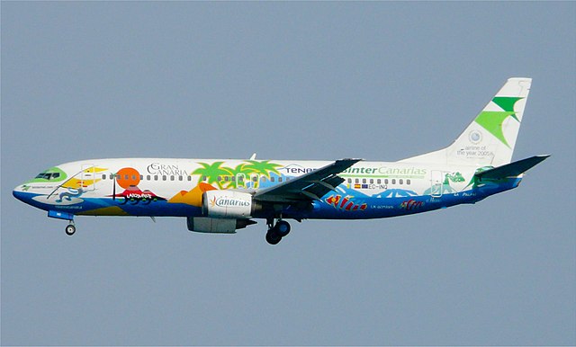 A former Binter Canarias Boeing 737-400 wearing a special livery