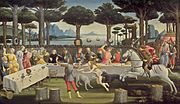 Tercer episodiu de La historia de Nastagio degli Onesti, 1483, de Sandro Botticelli.