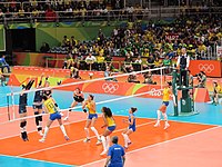 Szene aus dem Viertelfinalspiel der Frauen 2016 gegen China (in blau)