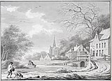 Hoogkerk met tolhuis en kerk in 1784