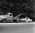 Opel Blitz bergingsbil på ein tysk motorveg i 1962.