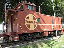 This Atchison, Topeka and Santa Fe Railroad caboose is located in   Escalon's Main Street Park and owned by the Escalon Historical Society.  The caboose sits very near the spot where the Santa Fe depot was erected as one of the new town's first buildings in the late 1890s. The first train passed through Escalon in 1896.[14]