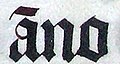 Calligraphy.malmesbury.bible.arp (cropped) - Scribal abbreviation "ano" for "anno".jpg