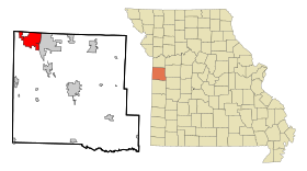 Cass County Missouri Incorporated and Unincorporated areas Belton Highlighted.svg