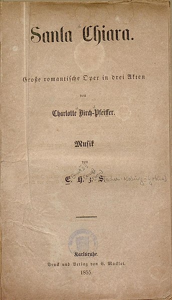 File:Charlotte Birch-Pfeiffer Santa Chiara 1855 Titel.jpg