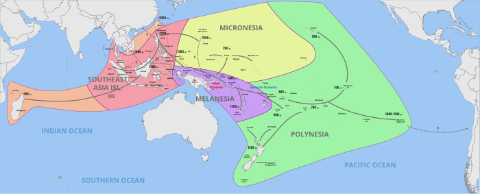 Chronological dispersal of Austronesian peoples across the Indo-Pacific[21]