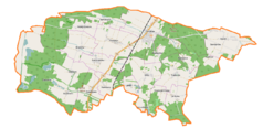 Mapa konturowa gminy Cieszków, blisko centrum na prawo znajduje się punkt z opisem „Wężowice”
