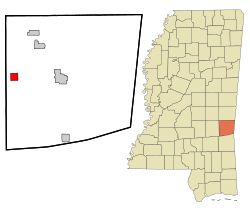 Pachuta, Mississippi'nin konumu