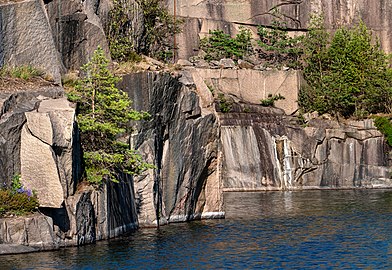 Cliffs in Norrkila old granite quarry