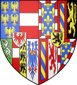Coat of arms of Mary of Burgundy as consort to Maximilan of Hapsburg (shield).svg