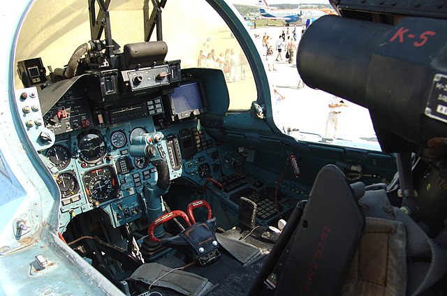 Cockpit of Sukhoi Su-33.