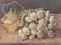 Still life with cauldron and tubers