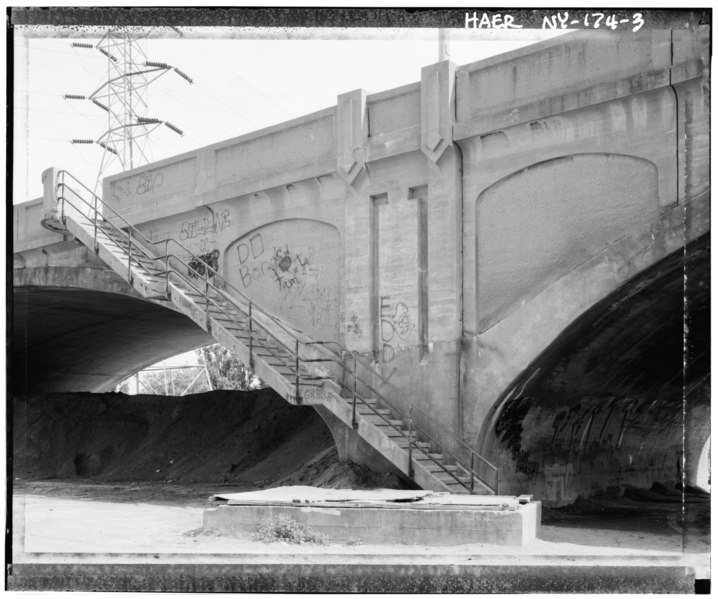 File:DETAIL, STAIRWAY, VIEW FROM RAILROAD RIGHT-OF-WAY TO DECK - Lafayette-Spring Street Bridge, Lafayette and Spring Street, spanning Oswegatchie River, Ogdensburg, St. Lawrence County HAER NY,45-OGBU,1-3.tif