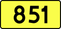 English: Sign of DW 851 with oficial font Drogowskaz and adequate dimensions.