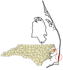Dare County North Carolina incorporated and unincorporated areas Avon highlighted.svg