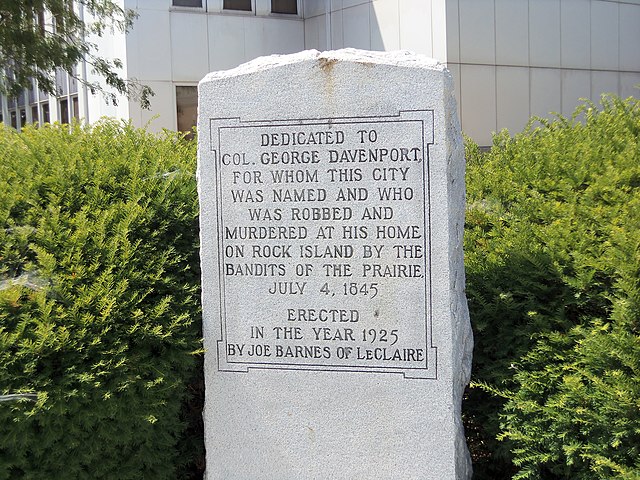 George Davenport Monument on the Scott County Courthouse grounds in Davenport, Iowa