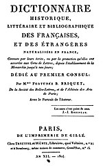 Vignette pour Dictionnaire historique, littéraire et bibliographique des Françaises et des étrangères naturalisées en France