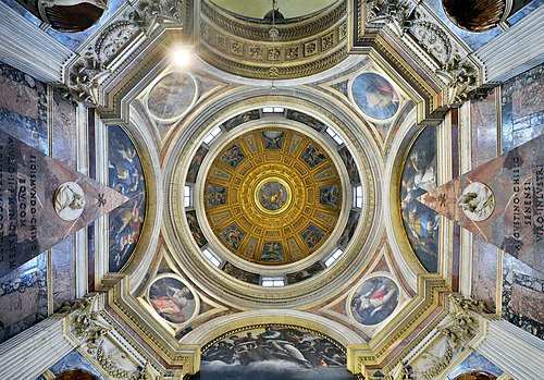 The dome with the mosaics of Raphael.