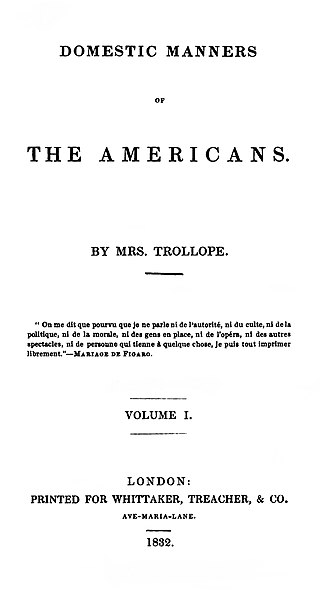 <i>Domestic Manners of the Americans</i> 1832 travel book by Frances Milton Trollope