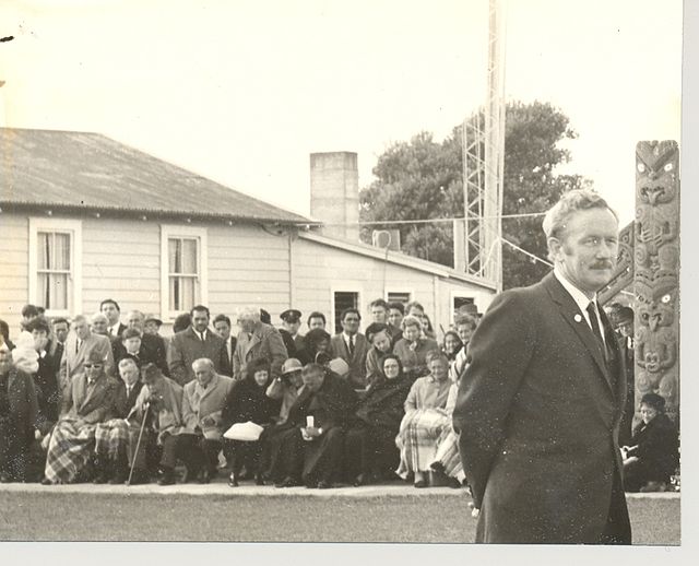 MacIntyre at Raukawa Marae in Ōtaki, 1971