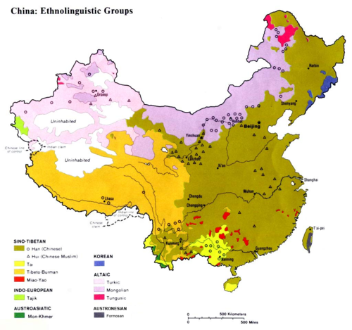 Ethnolinguistic map of China