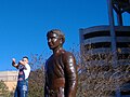 Yell Leaders leading yells at the 12th Man Statue