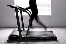 Running on a treadmill is one form of physical activity that can be done at home or at a gym. Exercise Treadmill Convey Motion.jpg