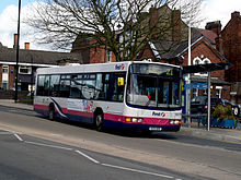 Wright Axcess-Floline bodied Scania L94UB in Burslem in April 2009 First Potteries bus 60176 (V124 DND), 4 April 2009 (1).jpg