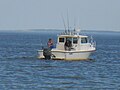 Fishing off the beach, several hundred yards. Cape Ann in background.